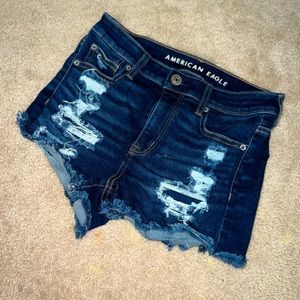 AMERICAN EAGLE Size 4 Deep Blue Ripped Jean Shorts! Perfect condition!!